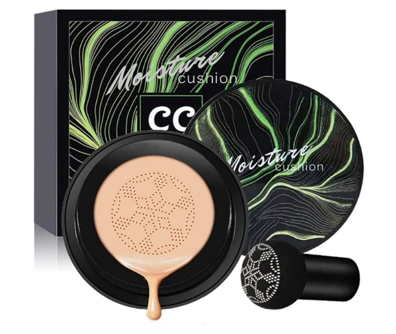 Photo 1 of Mushroom Head Air Cushion CC Cream, CC Cream Foundation, Moisturizing BB Cream Foundation Long-Lasting Coverage of Blemishes, Matte Even Skin Tone Nude Makeup Base Primer(02#, Natural)