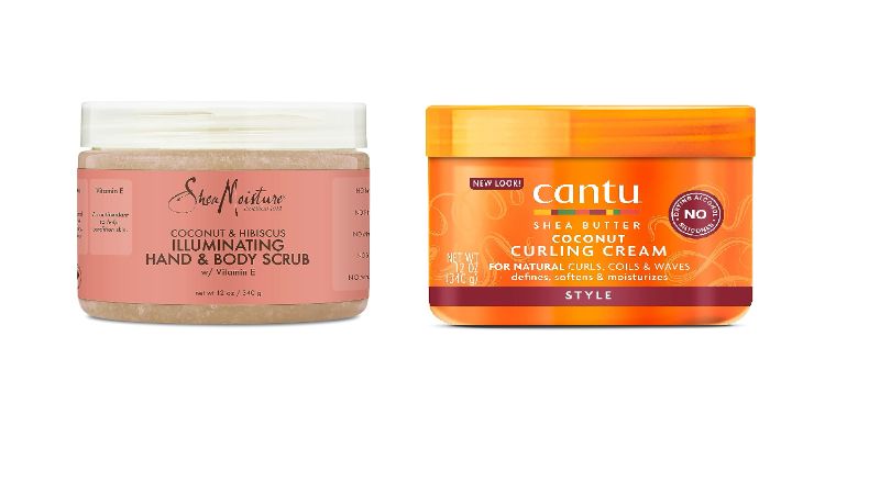 Photo 1 of Shea Moisture Coconut & Hibiscus Hand & Body Scrub, 12 Oz & Cantu Coconut Curling Cream with Shea Butter for Natural Hair, 12 oz
