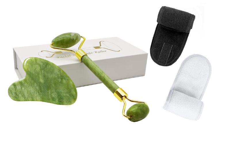 Photo 1 of Jade Roller and Gua Sha Set Face Roller With 2 Adjustable Makeup Head Bands 