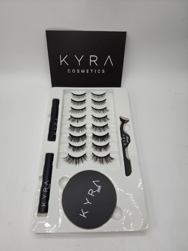 Photo 1 of Kyra Lash Set 10 Pair Lashes, 1 Tweezer, 2 Magnetic Eyeliner, 1 Travel Case 