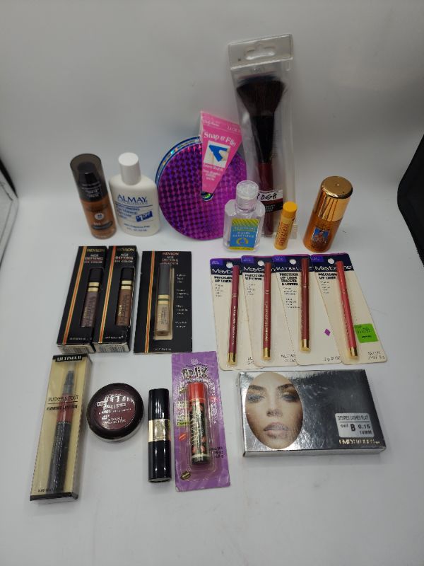 Photo 1 of Miscellaneous Variety Brand Name Cosmetics Including (( Sally Hansen, Maybelline, Revlon, Posh, Almay, Burts Bees, Ultima II, Lip Smackers)) Including Discontinued Makeup Products