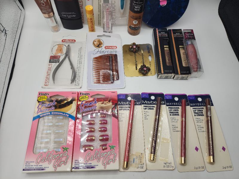 Photo 3 of Miscellaneous Variety Brand Name Cosmetics Including (( Sally Hansen, Maybelline, Darkkar, Revlon, Fetish, Titania, Blossom)) Including Discontinued Makeup Products