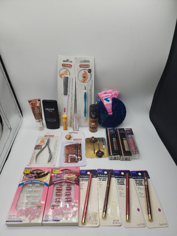 Photo 1 of Miscellaneous Variety Brand Name Cosmetics Including (( Sally Hansen, Maybelline, Darkkar, Revlon, Fetish, Titania, Blossom)) Including Discontinued Makeup Products