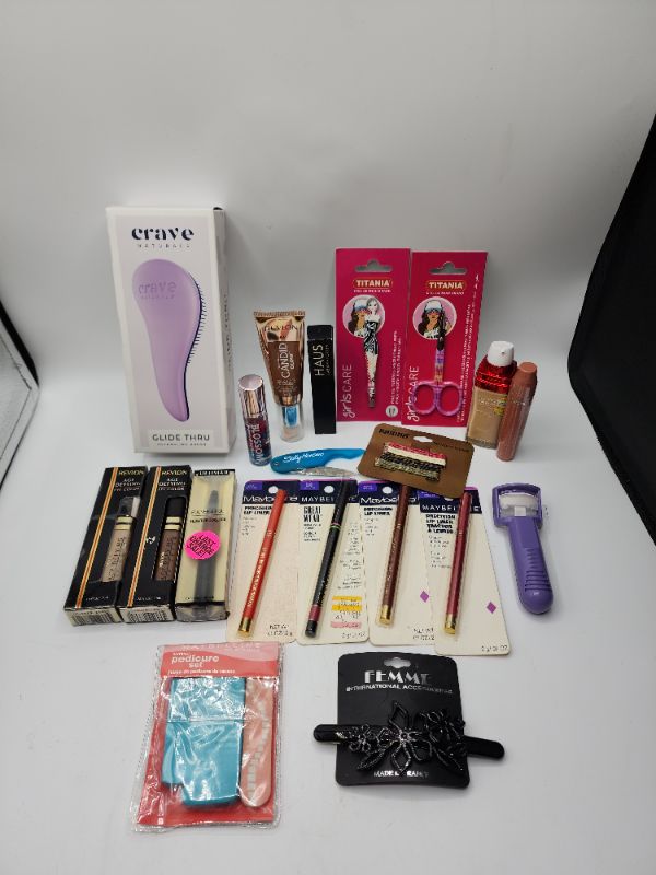 Photo 1 of Miscellaneous Variety Brand Name Cosmetics Including (( Maybelline, Revlon, Blossom, Haus, Titania, Crave, Sally Hansen)) Including Discontinued Makeup Products