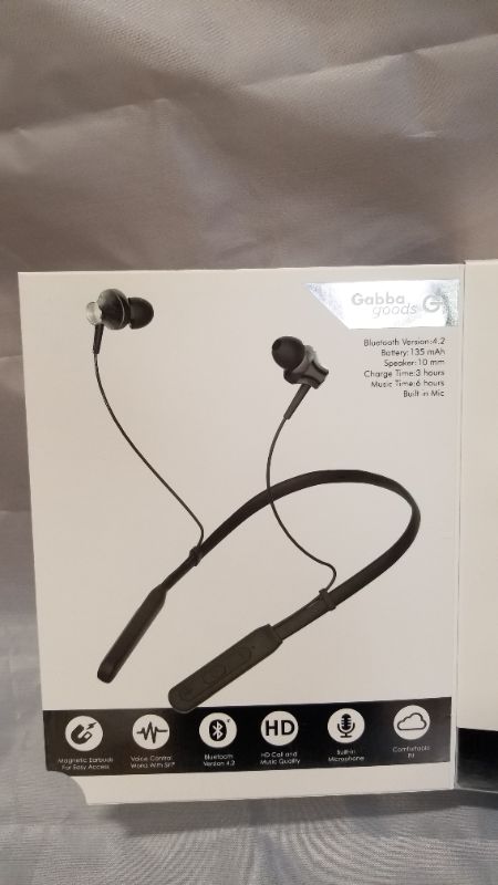 Photo 4 of Gabba Goods Premium Neckbeats Wireless Bluetooth Ear Buds Earphones |Lightweight Around The Neck Earphones Headset Color Black 