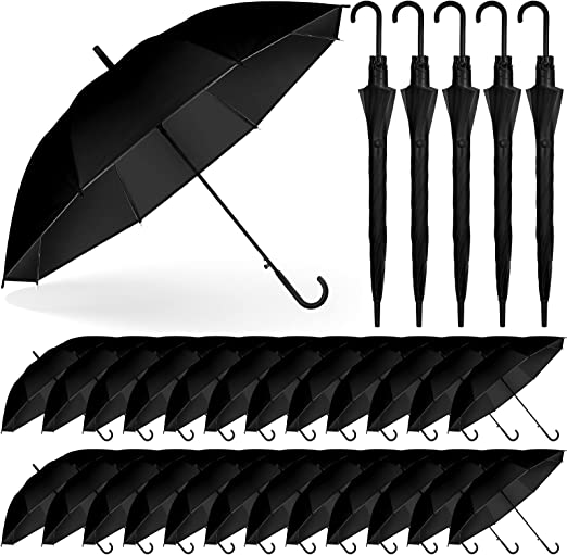 Photo 1 of Reginary 24 Pcs Umbrella Wedding Style Stick Umbrellas for Rain, Wedding Umbrella Large Canopy Windproof Auto Open J Hook Handle