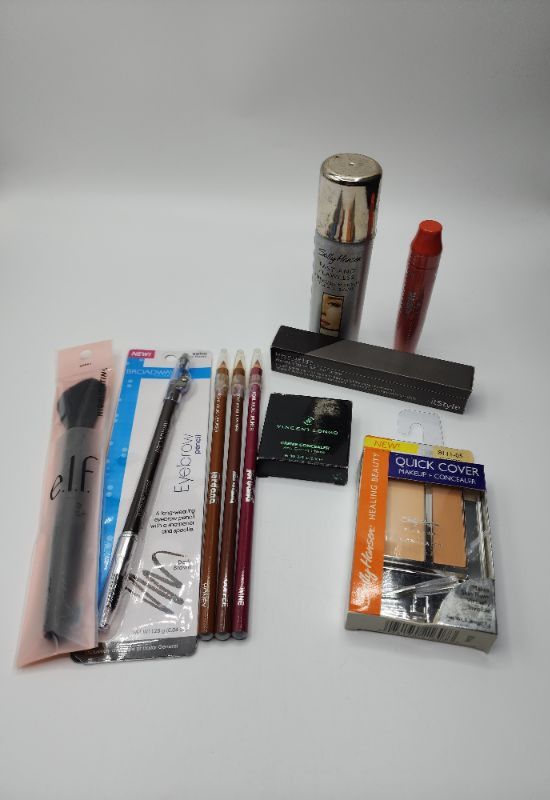 Photo 1 of Miscellaneous Variety Brand Name Cosmetics Including ((Revlon, Elf, It Style, Sally Hanson, Jordana, Vincent Longo)) Including Discontinued Makeup Products 