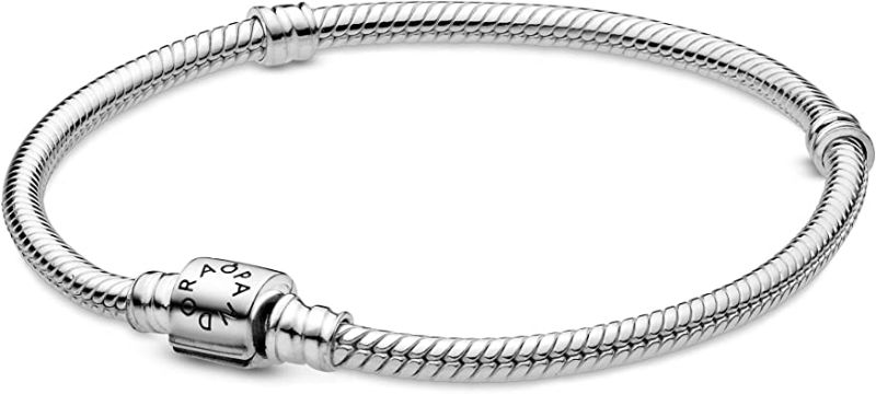 Photo 1 of PANDORA Moments Barrel Clasp Snake Chain Charm Bracelet