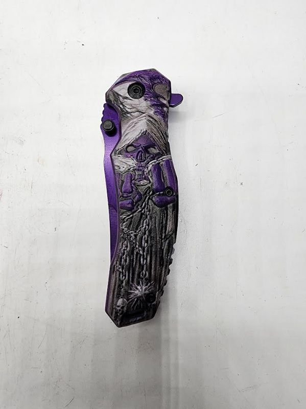 Photo 3 of Purple Grim Reaper Pocket Knife