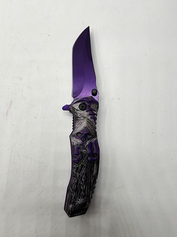 Photo 1 of Purple Grim Reaper Pocket Knife