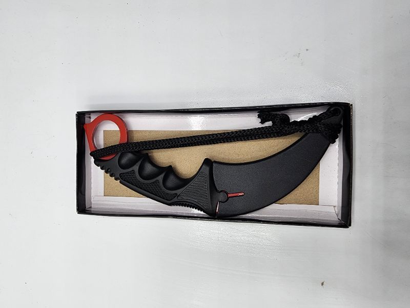 Photo 2 of Falcon 7.5" Tactical Style Karambit Knife with ABS Sheath and Cord. Full Tang Fixed Blade Knife  Red