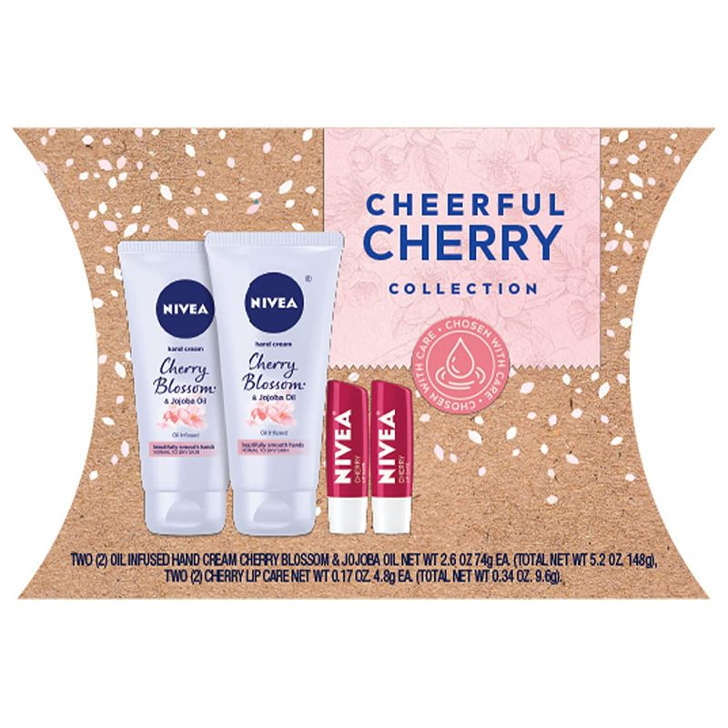Photo 1 of NIVEA Cheerful Cherry Gift Set, NIVEA Hand Cream and NIVEA Lip Balm, Hand Cream and Lip Balm Gift Box