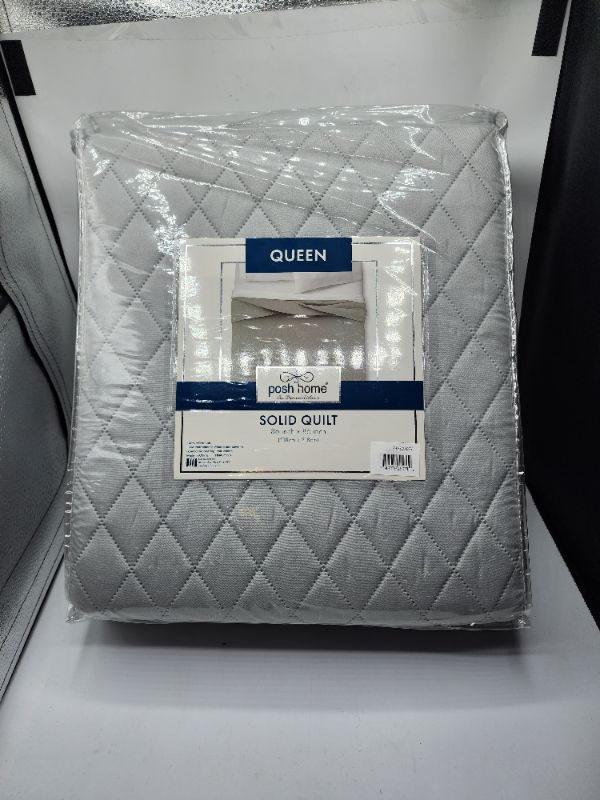 Photo 2 of Queen Posh Home Solid Quilt 86"x86" 100% Microfiber 
