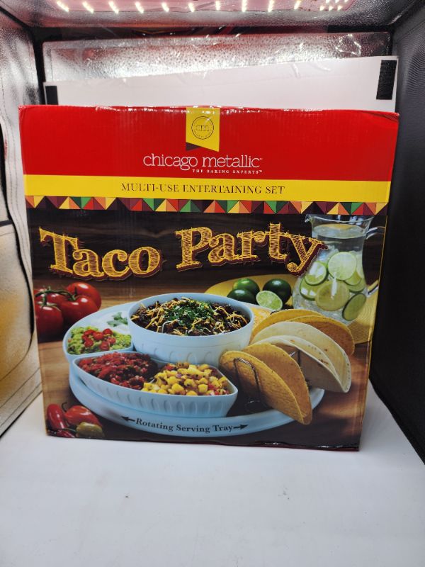 Photo 2 of Chicago Metallic Taco Party Multi-Use Rotating Entertaining Set, 6-Piece, White