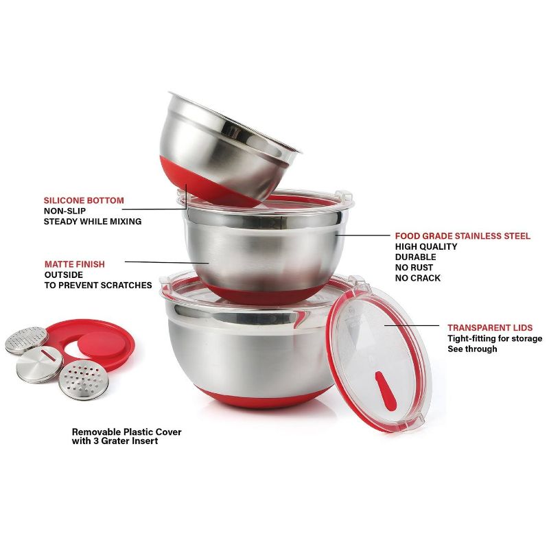 Photo 4 of Stainless Steel Mixing Bowl Set For Baking (10 Piece) Peni Baking supplies Bakeware sets Kitchen essentials Baking tools Kitchen supplies Baking set Cookware set Kitchen cookware set