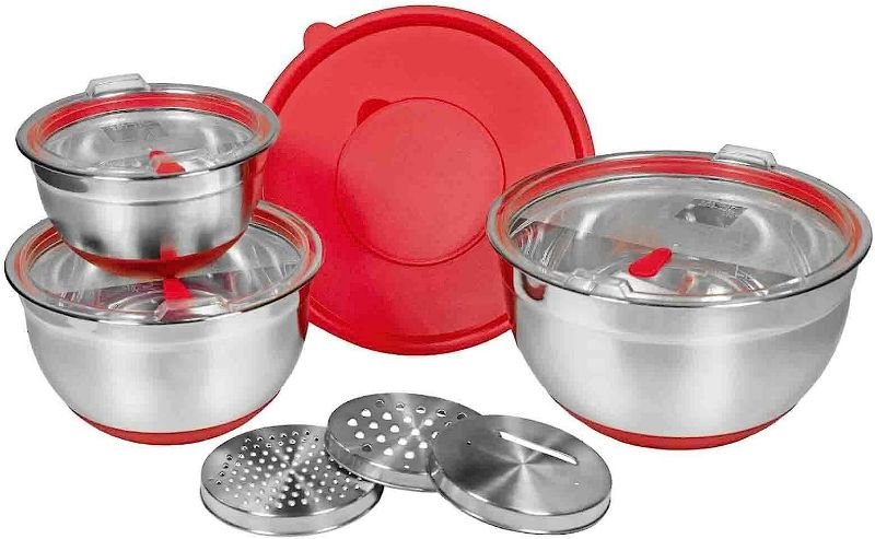 Photo 1 of Stainless Steel Mixing Bowl Set For Baking (10 Piece) Peni Baking supplies Bakeware sets Kitchen essentials Baking tools Kitchen supplies Baking set Cookware set Kitchen cookware set