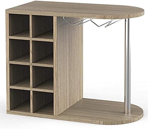 Photo 1 of BAKAJI Wine Cellar Shelf for Spirits Wall or Table Wooden Structure Cellar with 2 Shelves 8 Seater Wine Rack and Metal Cup Holders 42 x 52 x 28 cm (Oak)
