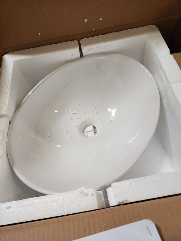 Photo 3 of ELECWISH White Ceramic Vessel Sink Bathroom Basin Sink Faucet Pop-up Drain Bath Accessory Set Combo