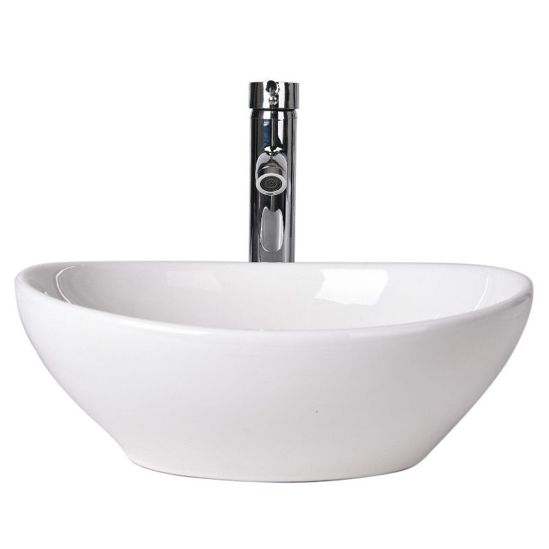 Photo 2 of ELECWISH White Ceramic Vessel Sink Bathroom Basin Sink Faucet Pop-up Drain Bath Accessory Set Combo