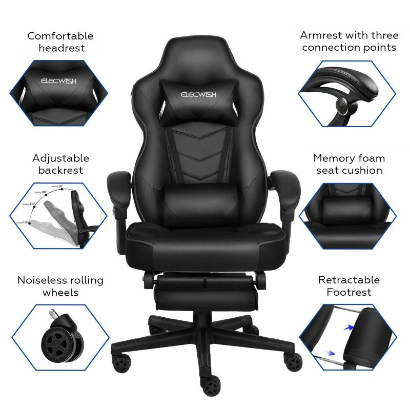 Photo 2 of Ergonomic Gaming Racing Chair Computer Office Desk Seat Swivel Recliner Footrest