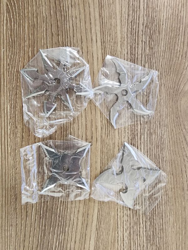 Photo 2 of 4 Pcs Silver Classic Throwing Star Set 2.5 Diameter Anime Knifet
