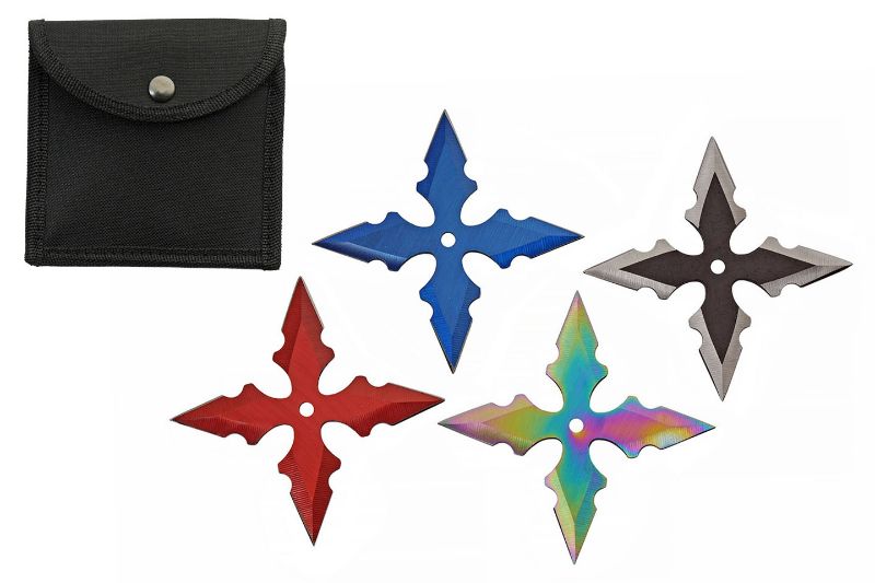 Photo 1 of Multicolor Stainless Steel 3.75 inch | 4 piece Throwing Star Set