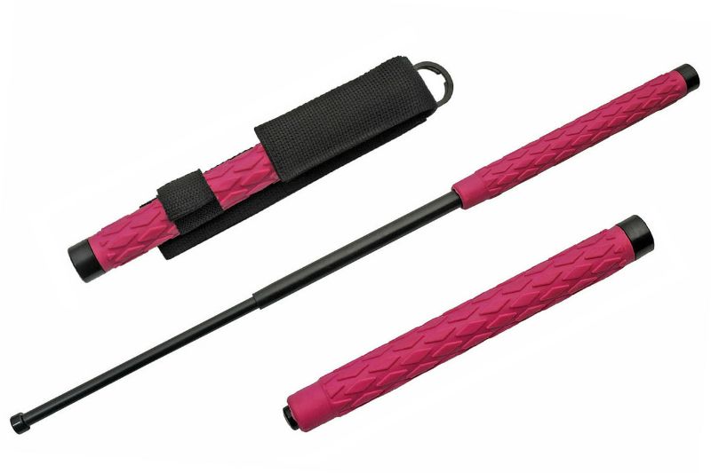 Photo 1 of 16" Pink Expandable Baton Black Shaft