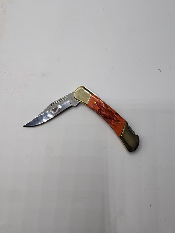 Photo 1 of 3.5" Red Bone Nickle Pocket Knife