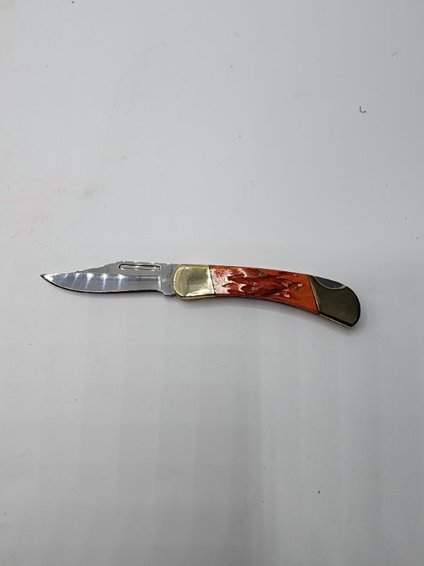 Photo 2 of 3.5" Red Bone Nickle Pocket Knife