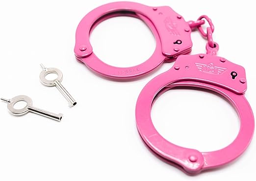 Photo 1 of  Handcuffs Professional Police Grade, Adjustable, Double Lock, with 2 Keys, Pink