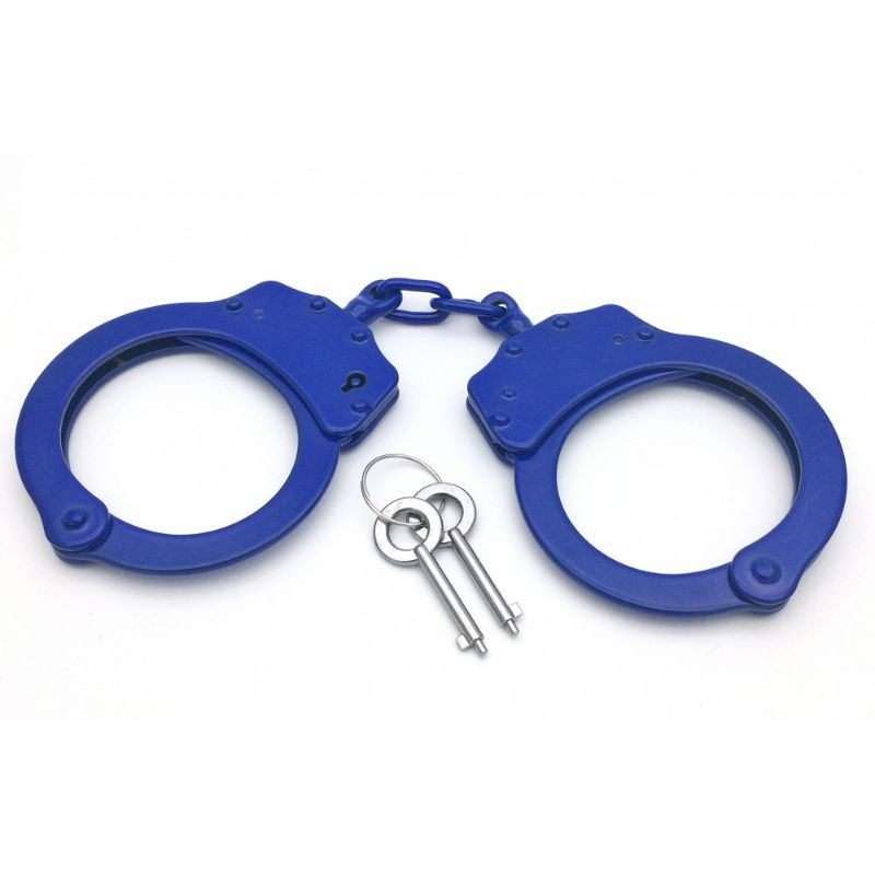 Photo 1 of Hinged Handcuffs Professional Police Grade, Adjustable, Double Lock, with 2 Keys, Dark Blue
