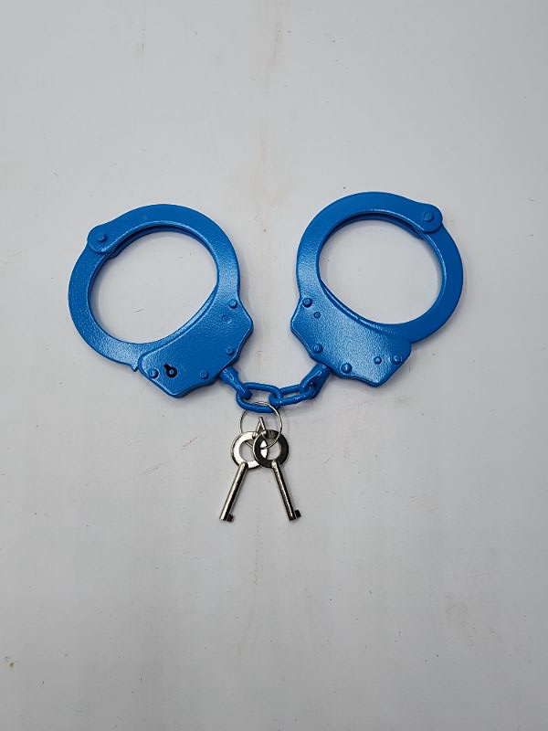 Photo 1 of Handcuffs Professional Police Grade, Adjustable, Double Lock, with 2 Keys, Blue