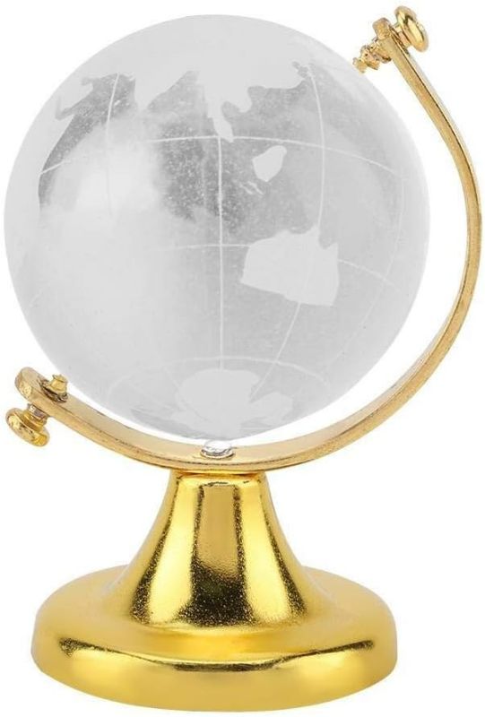 Photo 1 of Maxmartt Glass World Globe,Round Earth Globe World Map Crystal Glass Ball Sphere Home Office Decor Gift (Golden)