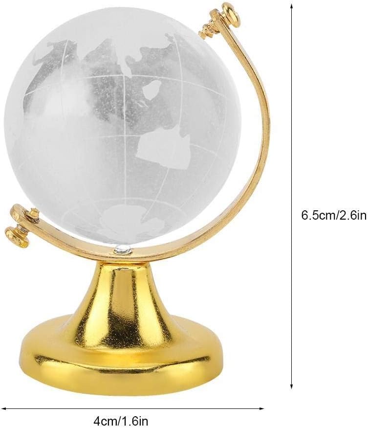 Photo 2 of Maxmartt Glass World Globe,Round Earth Globe World Map Crystal Glass Ball Sphere Home Office Decor Gift (Golden)