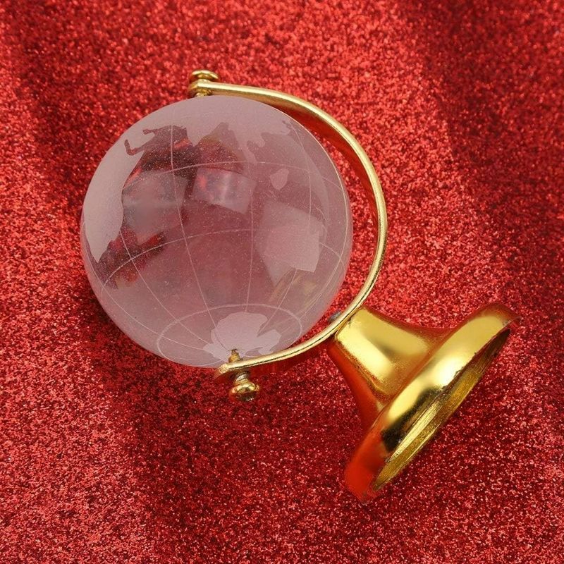 Photo 3 of Maxmartt Glass World Globe,Round Earth Globe World Map Crystal Glass Ball Sphere Home Office Decor Gift (Golden)