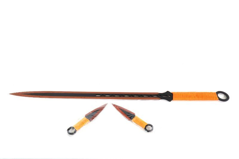 Photo 1 of Ninja Sword Orange & Black with 2 Throwing Knives