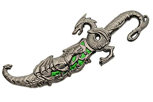 Photo 2 of 10” Fancy Metal Handle Decorative Green Dragon Dagger Knife With Sheath