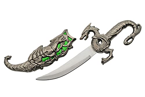 Photo 1 of 10” Fancy Metal Handle Decorative Green Dragon Dagger Knife With Sheath
