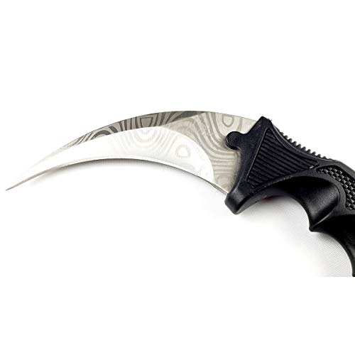 Photo 2 of Falcon 7.5" Tactical Style Karambit Knife with ABS Sheath and Cord. Full Tang Fixed Blade Knife  Damascus Pattern