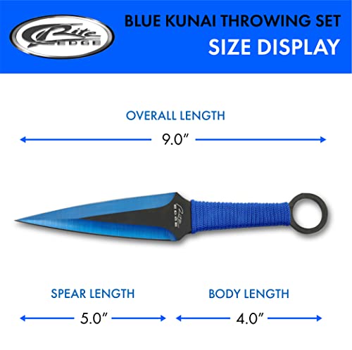 Photo 3 of  9” Large Blue/Black 3pc Ninja Kunai Sport Throwing Knife Set With Nylon Sheath )