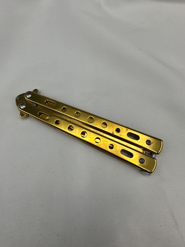 Photo 3 of Gold Titanium Butterfly Knife New