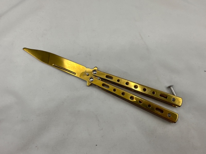 Photo 1 of Gold Titanium Butterfly Knife New