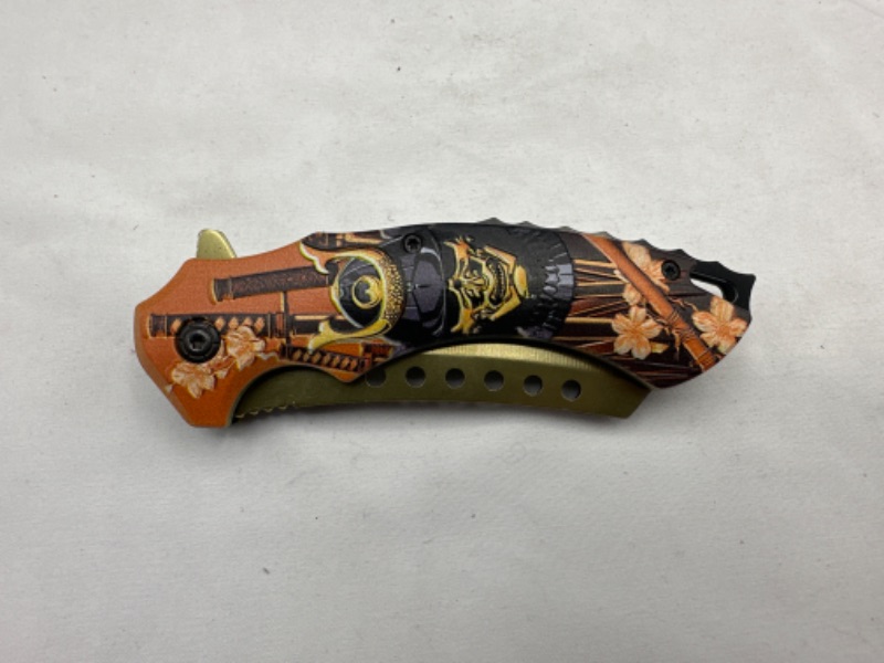Photo 2 of Skulls and Flowers Printed Pocket Knife New