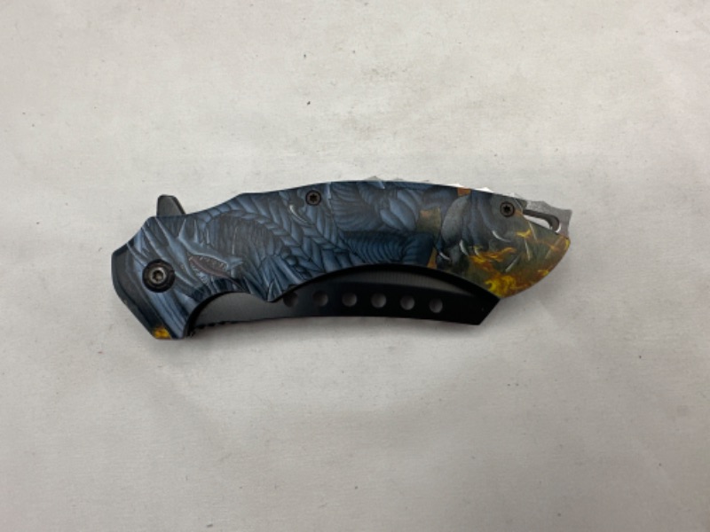 Photo 2 of Blue Dragon Printed Pocket Knife New