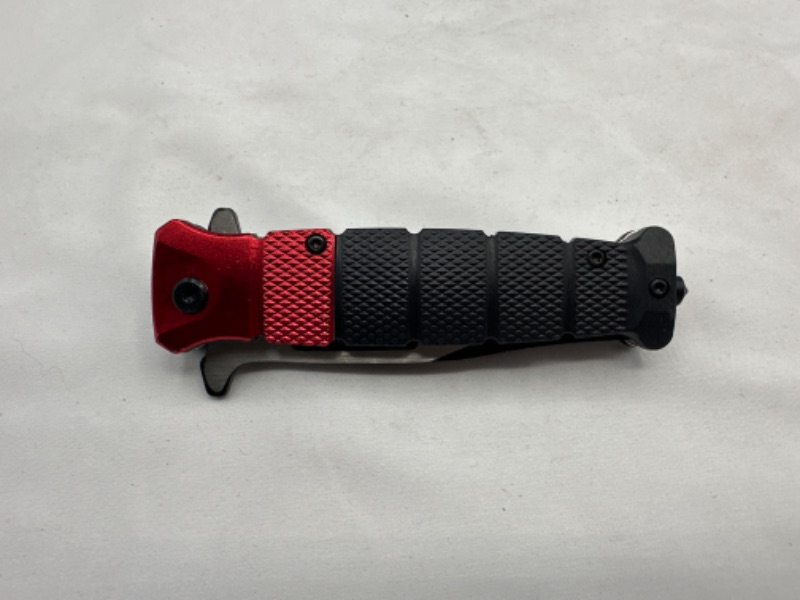 Photo 2 of Black and Red Pocket Knife With Window Breaker New