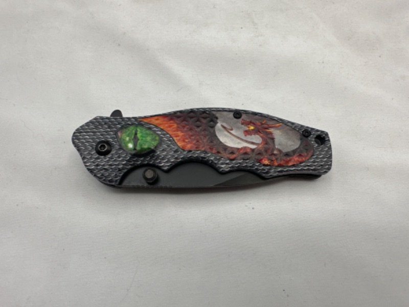 Photo 2 of Snake Eye and Dragon Design Pocket Knife New