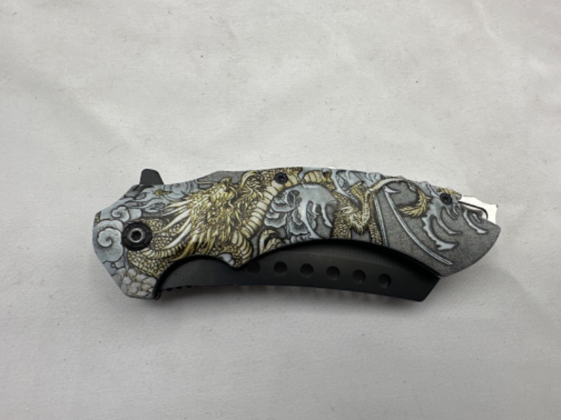 Photo 2 of Dragon Samurai Design Pocket Knife New
