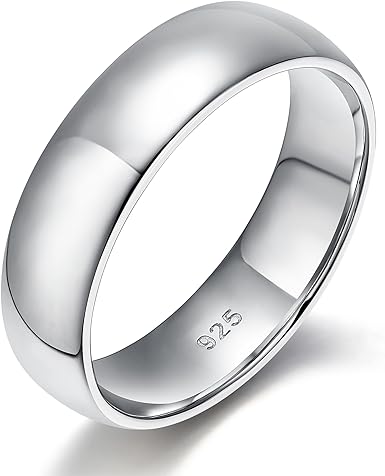 Photo 1 of EAMTI 2mm 4mm 6mm 925 Sterling Silver Ring High Polish Plain Dome Wedding Band Comfort Fit Size 9.5