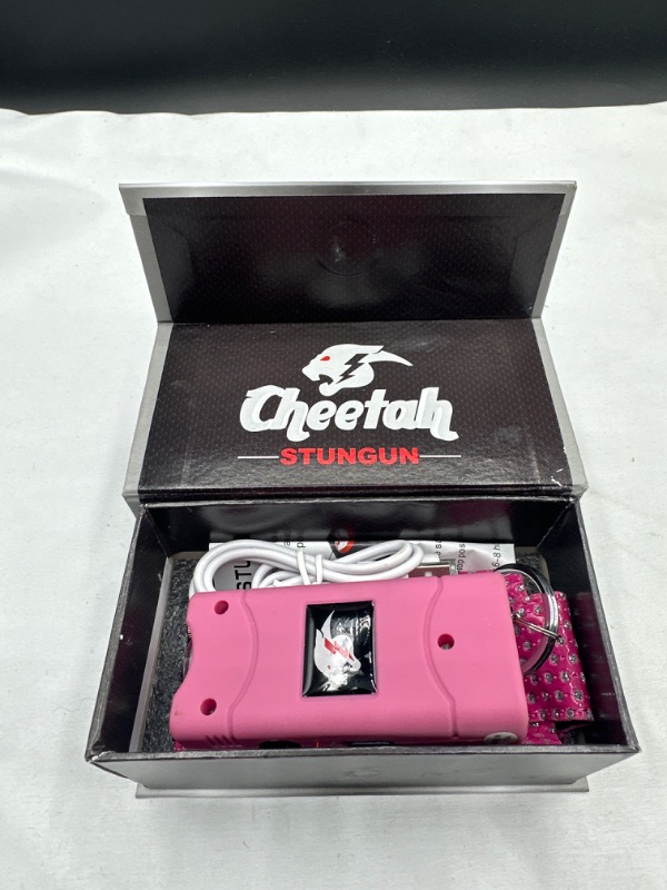 Photo 2 of Cheetah Nitro 2.5 Mil Stun Gun Pink with Bling Case 3.5" LED Bright Flashlight 