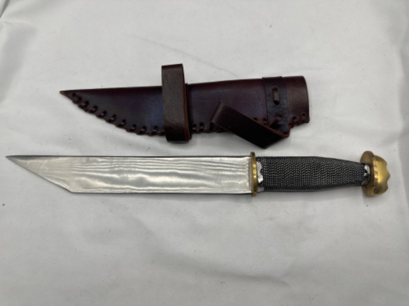 Photo 4 of Wire Wrapped Seax with Sheath, Stainless Steel, 15.5 inch
